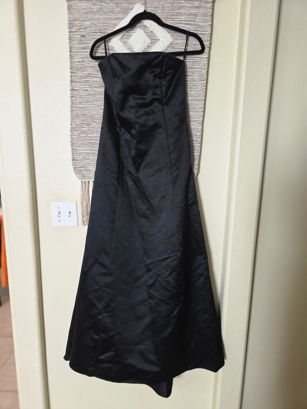Jessica McClintock Vintage Black Satin Strapless Evening Gown Dress Sz M/L